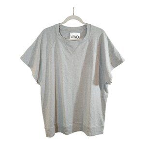 AĪKO Gray Short Raglan Sleeve Oversized Longline Sweatshirt Casual Women's XS